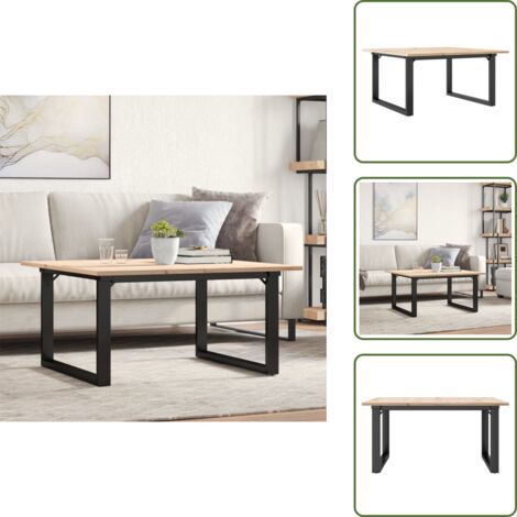 Tavolino in acciaio - vidaXL Tavolino da Salotto Telaio a O 80x80x45cm Legno Pino e Acciaio - Tavolino da salotto in legno