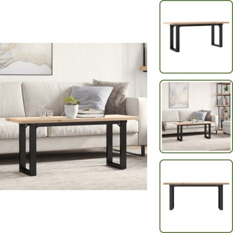 Tavolino in acciaio - vidaXL Tavolino Salotto Telaio a O 110x40x45,5 cm Legno Pino e Acciaio - Tavolino da salotto in legno