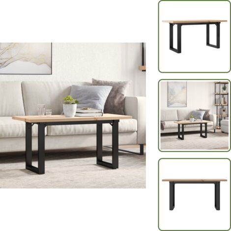 Tavolino in acciaio - vidaXL Tavolino Salotto Telaio a O 90x40x45,5cm Legno Pino e Acciaio - Tavolino da salotto in legno