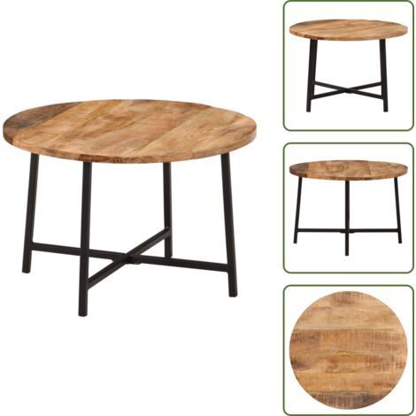 Tavolino in ferro - vidaXL Tavolino da Salotto 54x54x35 cm Legno Massello Mango e Ferro - Tavolino decorativo