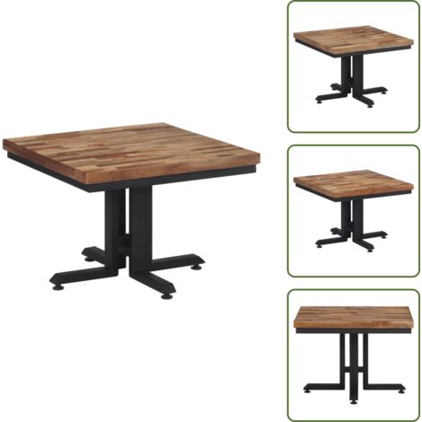 Tavolino in ferro - vidaXL Tavolino da Salotto 55x55x40cm Massello Teak di Recupero -