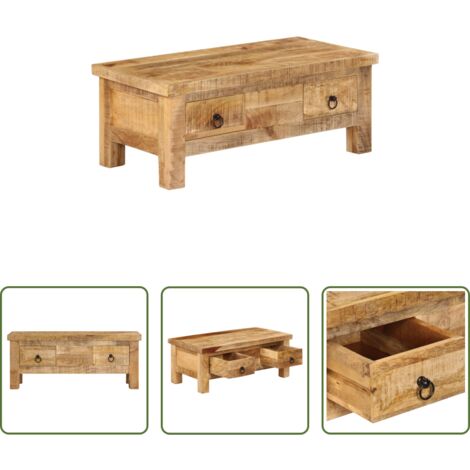 Tavolino in legno di mango -  Tavolino da Salotto 90x45x35 cm in Legno Massello di Mango