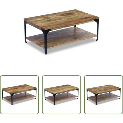 Tavolino in legno di mango -  Tavolino da Salotto in Legno di Mango 100x60x38 cm