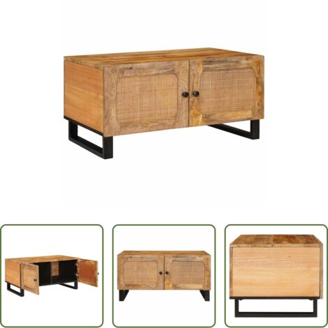 Tavolino in legno di mango -  Tavolino da salotto Naturale 80 x 50 x 40 cm