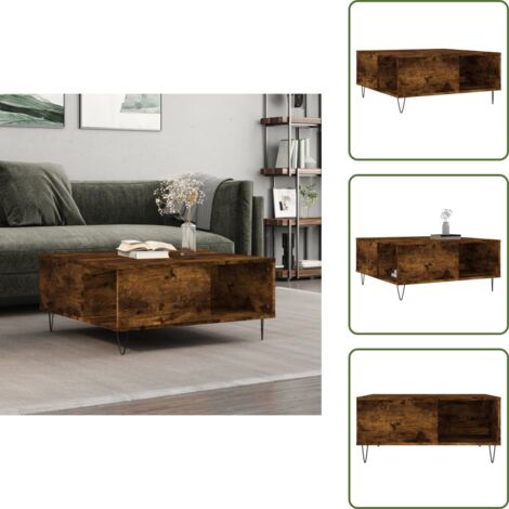 Tavolino in legno fumo - vidaXL Tavolino da Salotto Rovere Fumo 80x80x36,5 cm Legno Multistrato - Tavolino moderno