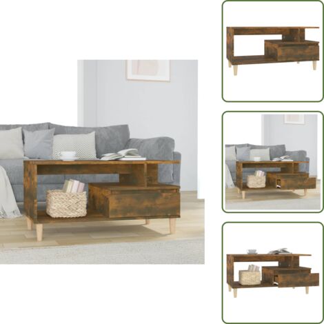 Tavolino in legno fumo - vidaXL Tavolino da Salotto Rovere Fumo 90x49x45 cm Legno Multistrato - Tavolino con cassetto