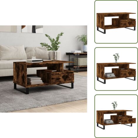 Tavolino in legno fumo - vidaXL Tavolino da Salotto Rovere Fumo 90x49x45 cm Legno Multistrato - Tavolino moderno