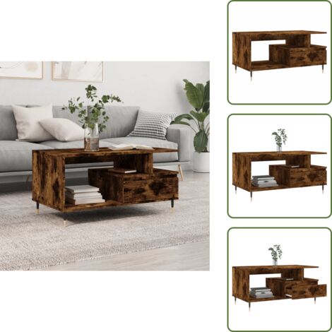 Tavolino in legno fumo - vidaXL Tavolino da Salotto Rovere Fumo 90x49x45 cm Legno Multistrato - Tavolino moderno