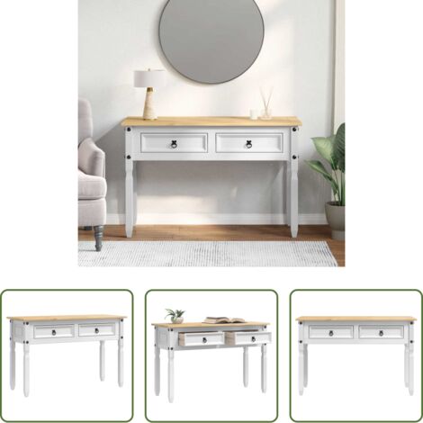 Tavolino in legno massello -  Tavolino Corona Bianco 115 x 46 x 73 cm Pino massello