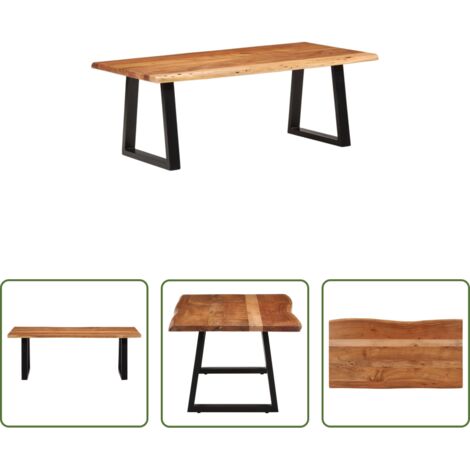 Tavolino in legno massello -  Tavolino da Salotto 110x55x40 cm in Legno Massello di Acacia