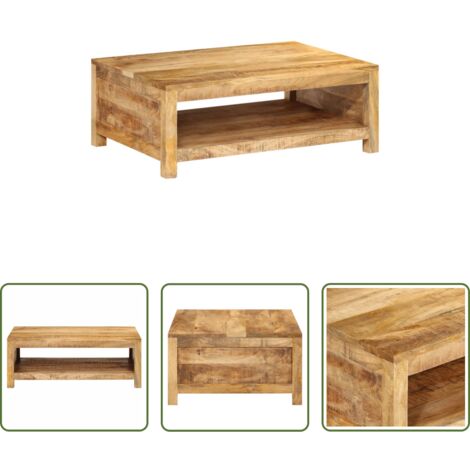 Tavolino in legno massello -  Tavolino da Salotto 80x55x30 cm in Legno Massello di Mango
