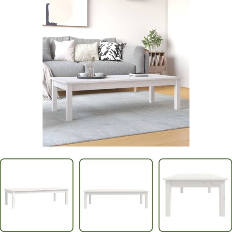 Tavolino in legno massello -  Tavolino da Salotto Bianco 110x50x30 cm Legno Massello di Pino