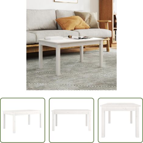 Tavolino in legno massello -  Tavolino da Salotto Bianco 80x50x40 cm Legno Massello di Pino