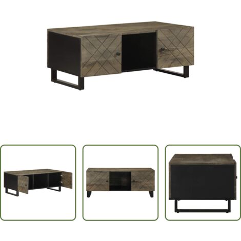 Tavolino in legno massello -  Tavolino da Salotto Nero 100x54x40cm in Legno Massello di Mango