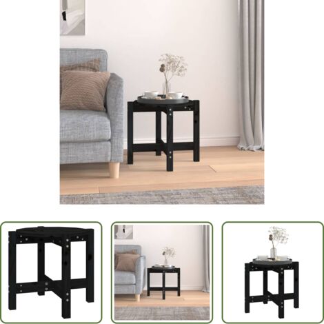 Tavolino in legno massello -  Tavolino da Salotto Nero Ø 52,5x45 cm in Legno Massello di Pino
