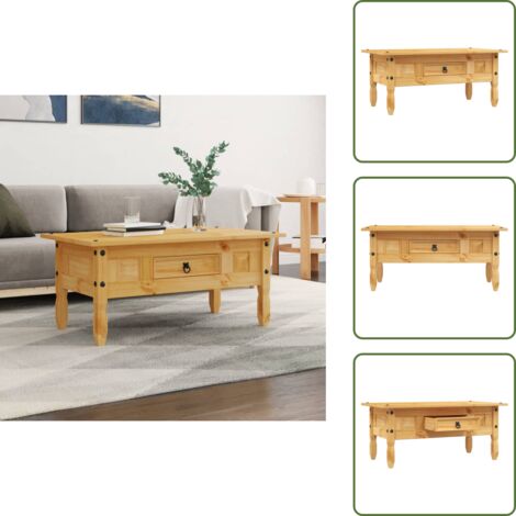 Tavolino in legno massello - vidaXL Tavolino da Caffé Legno Pino Messicano Corona Range 100x55x44cm - Tavolino con cassetto