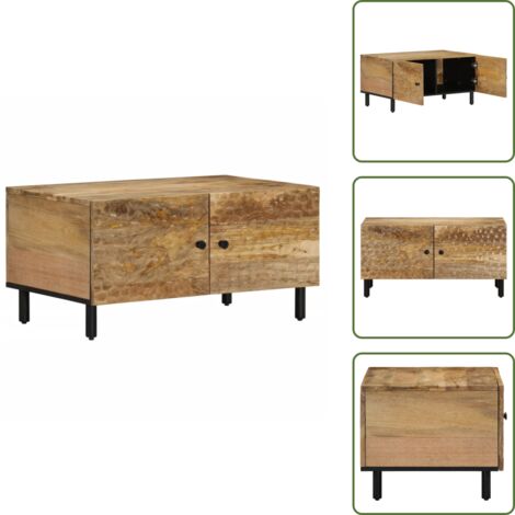 Tavolino in legno massello - vidaXL Tavolino da Salotto 80x50x40 cm Legno Massello di Mango - Tavolino da salotto con ante