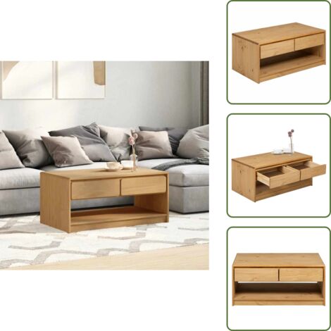 Tavolino in legno massello - vidaXL Tavolino Salotto SAUDA Rovere 99x55x45 cm Legno Massello Pino - Tavolino in rovere