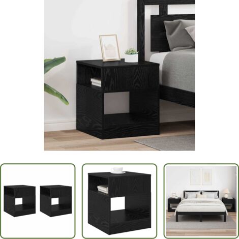 Tavolino in legno multistrato -  Tavolino 2 pcs Rovere Nero 40,5 x 40 x 45 cm Legno multistrato