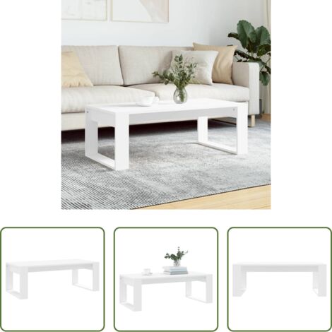 Tavolino in legno multistrato -  Tavolino da Salotto Bianco 102x50x35 cm in Legno Multistrato