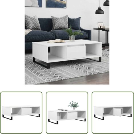 Tavolino in legno multistrato -  Tavolino da Salotto Bianco 104x60x35 cm in Legno Multistrato