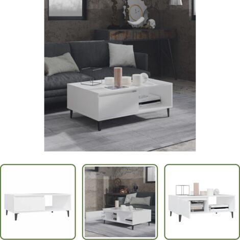 Tavolino in legno multistrato -  Tavolino da Salotto Bianco 90x60x35 cm in Legno Multistrato