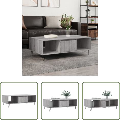 Tavolino in legno multistrato -  Tavolino da Salotto Grigio Sonoma 104x60x35cm Legno Multistrato