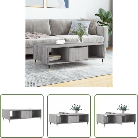 Tavolino in legno multistrato -  Tavolino da Salotto Grigio Sonoma 104x60x35cm Legno Multistrato