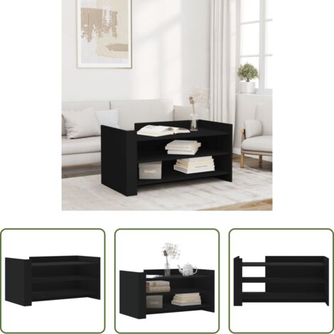 Tavolino in legno multistrato -  Tavolino da Salotto Nero 100x50x50 cm Legno Multistrato