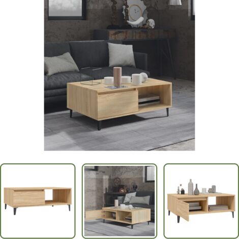 Tavolino in legno multistrato -  Tavolino da Salotto Rovere Sonoma 90x60x35 cm Legno Multistrato
