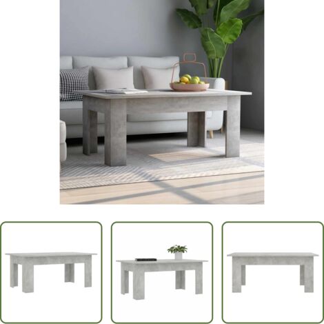 Tavolino in legno multistrato -  Tavolino Salotto Grigio Cemento 100x60x42 cm Legno Multistrato