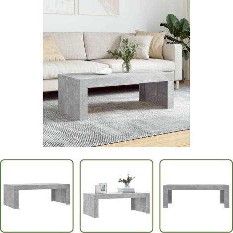 Tavolino in legno multistrato -  Tavolino Salotto Grigio Cemento 102x50x36 cm Legno Multistrato