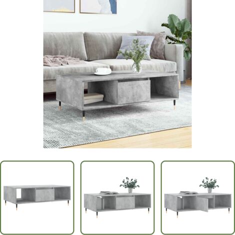 Tavolino in legno multistrato -  Tavolino Salotto Grigio Cemento 104x60x35 cm Legno Multistrato