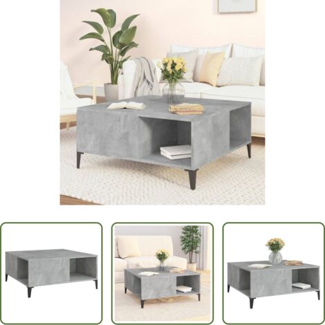 Tavolino in legno multistrato -  Tavolino Salotto Grigio Cemento 80x80x36,5 cm Legno Multistrato