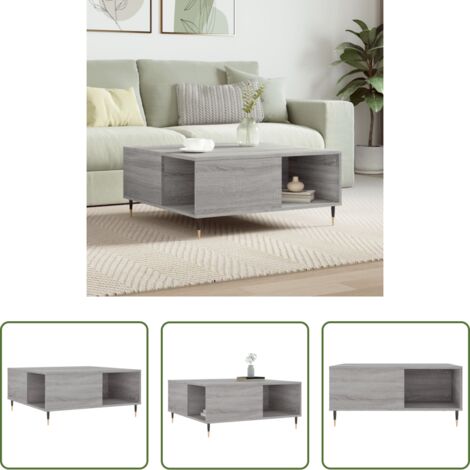 Tavolino in legno multistrato -  Tavolino Salotto Grigio Sonoma 80x80x36,5 cm Legno Multistrato