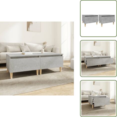 Tavolino in legno multistrato - vidaXL Tavolini 2pz Grigio Cemento 50x46x35 cm in Legno Multistrato - Tavolino con cassetto