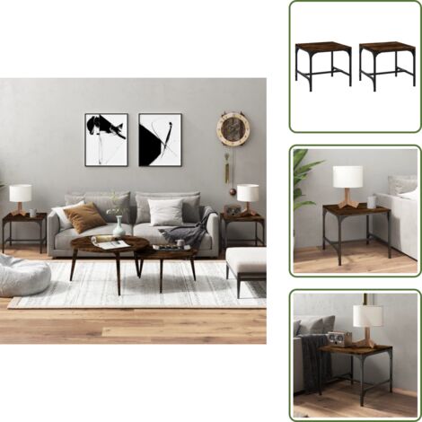 Tavolino in legno multistrato - vidaXL Tavolini 2pz rovere fumo 40x40x35 cm in Legno Multistrato - Tavolino industriale