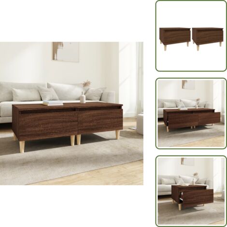 Tavolino in legno multistrato - vidaXL Tavolini 2pz Rovere Marrone 50x46x35cm in Legno Multistrato - Tavolino Scandinavo