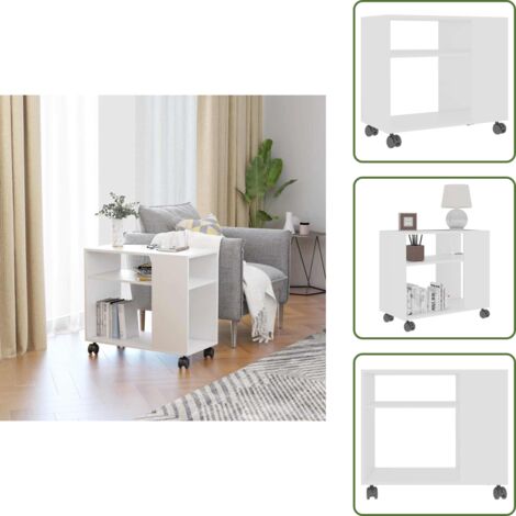 Tavolino in legno multistrato - vidaXL Tavolino da Salotto Bianco 70x35x55 cm in Legno Multistrato - Tavolino con ruote