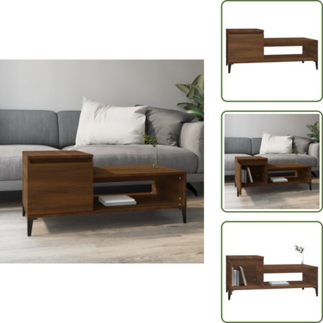 Tavolino in legno multistrato - vidaXL Tavolino da Salotto Rovere Marrone100x50x45cm Legno Multistrato -