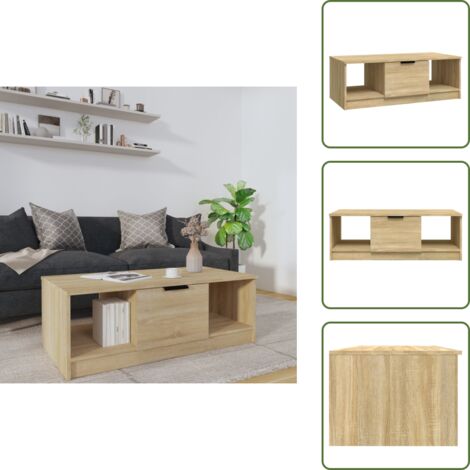 Tavolino in legno multistrato - vidaXL Tavolino da Salotto Rovere Sonoma 102x50x36cm Legno Multistrato -