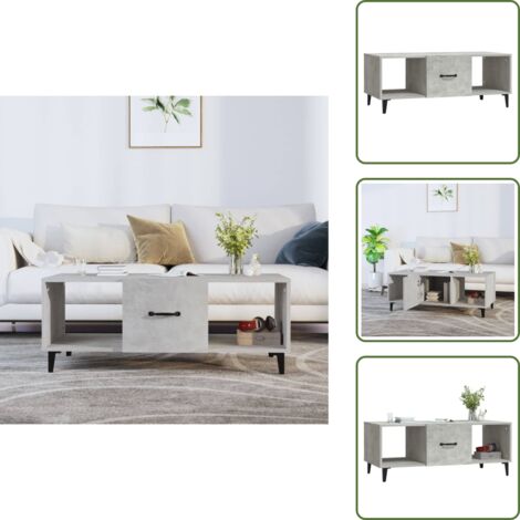 Tavolino in legno multistrato - vidaXL Tavolino Salotto Grigio Cemento 102x50x40 cm Legno Multistrato - Tavolino grigio cemento