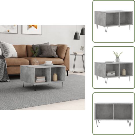 Tavolino in legno multistrato - vidaXL Tavolino Salotto Grigio Cemento 60x50x36,5 cm Legno Multistrato - Tavolino grigio cemento