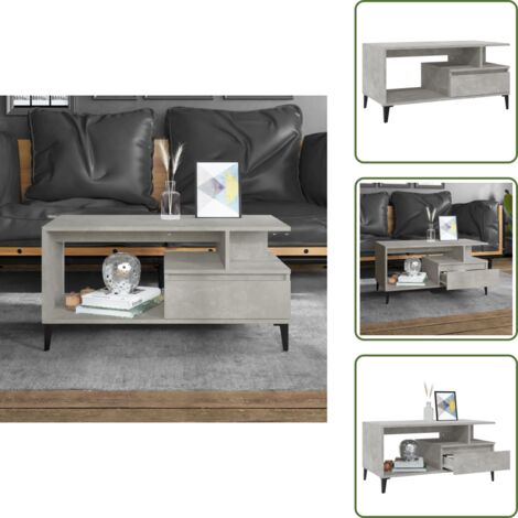 Tavolino in legno multistrato - vidaXL Tavolino Salotto Grigio Cemento 90x49x45 cm Legno Multistrato - Tavolino grigio cemento