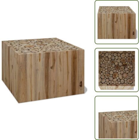 Tavolino in legno naturale - vidaXL Tavolino da Salotto in Legno di Teak Autentico 50x50x35 cm -