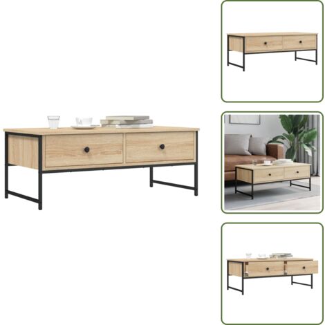 Tavolino in legno rovere - vidaXL Tavolino Salotto Rovere Sonoma 101x49x39,5 cm Legno Multistrato - Tavolino con cassetti