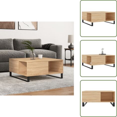 Tavolino in legno rovere - vidaXL Tavolino Salotto Rovere Sonoma 80x80x36,5 cm Legno Multistrato - Tavolino moderno