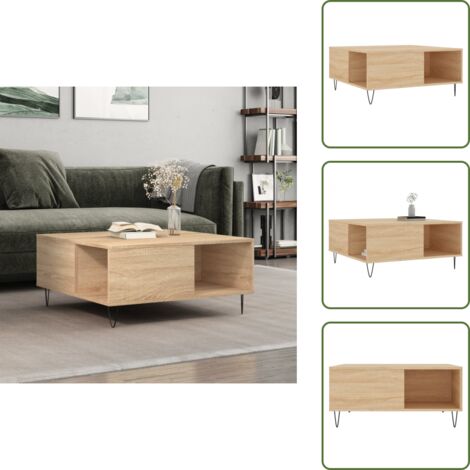 Tavolino in legno rovere - vidaXL Tavolino Salotto Rovere Sonoma 80x80x36,5 cm Legno Multistrato - Tavolino moderno