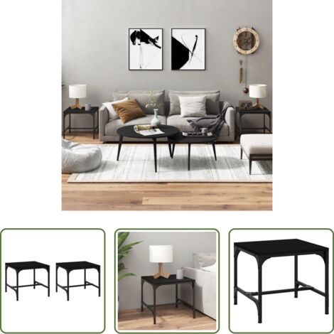 Tavolino in legno - Tavolini 2pz Nero 40x40x35 cm in Legno Multistrato