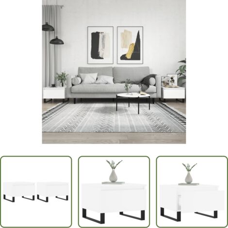 Tavolino in legno -  Tavolini da Salotto 2pz Bianchi 50x46x35cm in Legno Multistrato